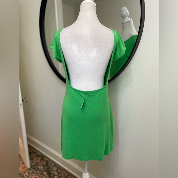 NWT Free People Beach Rosalia Jersey Low Back Mini Dress Emerald Bay Size Small - Picture 9 of 9